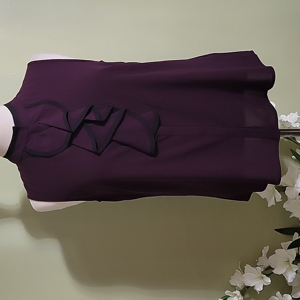NWT Calvin Klein Purple &black Ruffled Blouse Size M